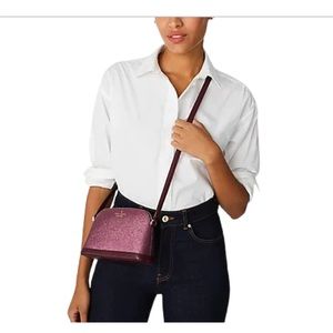 Kate Spade Small Dome Tinsel Glimmer Crossbody Bag in Deep Berry